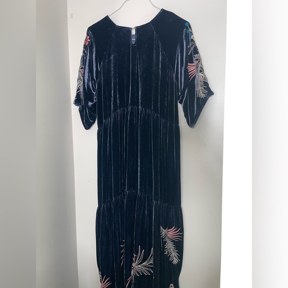 Johnny Was Tiarei Raglan Tiered Floral Embroidered crushed Velvet Midi Dress xl - Picture 6 of 12